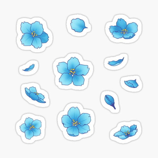 Falling Blue Sakura Cherry Blossom petals Sticker