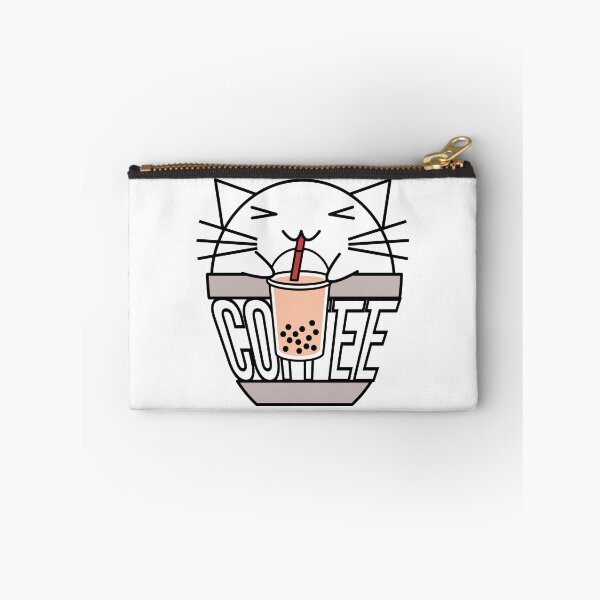Item preview, Gato en taza de café con texto deformado bebiendo boba designed and sold by CoffeewithKitty.