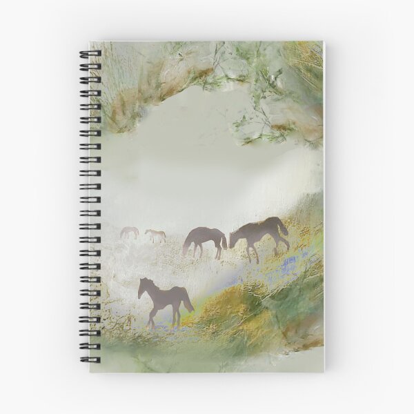 Item preview, horses, fog, greenery, autumn breath, endless pattern designed and sold by Maria Mihailova.