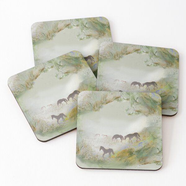 Item preview, horses, fog, greenery, autumn breath, endless pattern designed and sold by Maria Mihailova.