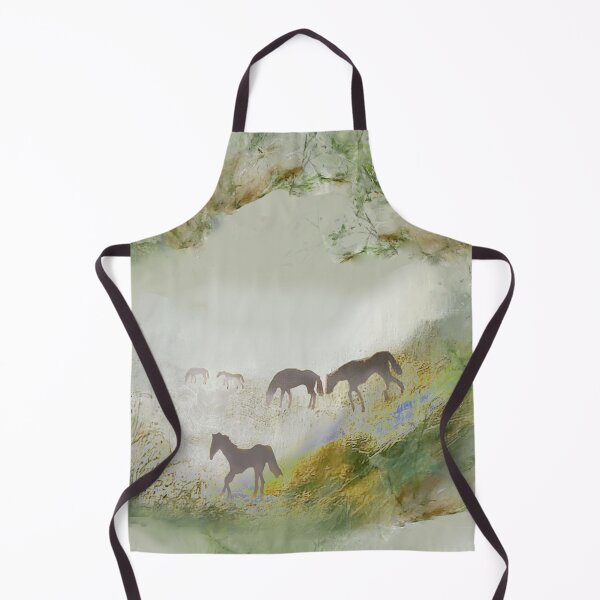 Item preview, horses, fog, greenery, autumn breath, endless pattern designed and sold by Maria Mihailova.