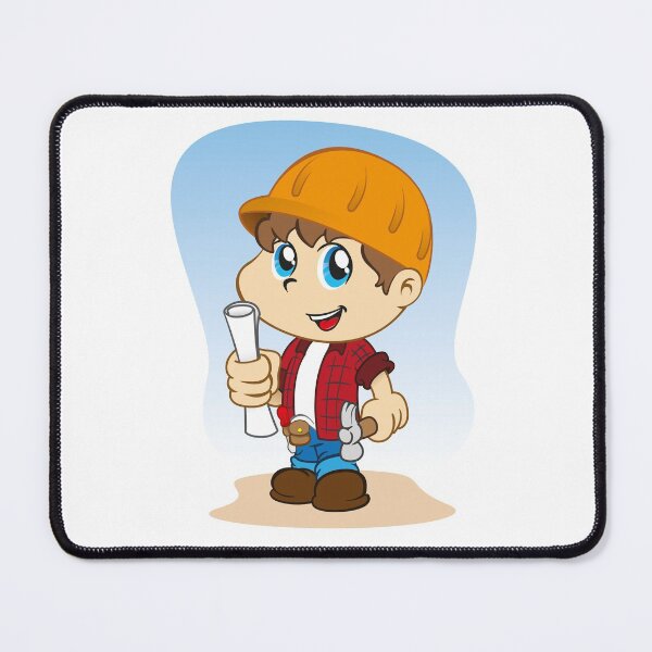Item preview, Illustration of a child dressed professional contractor, builder or architect with tools in hand designed and sold by LucianoCosmo.