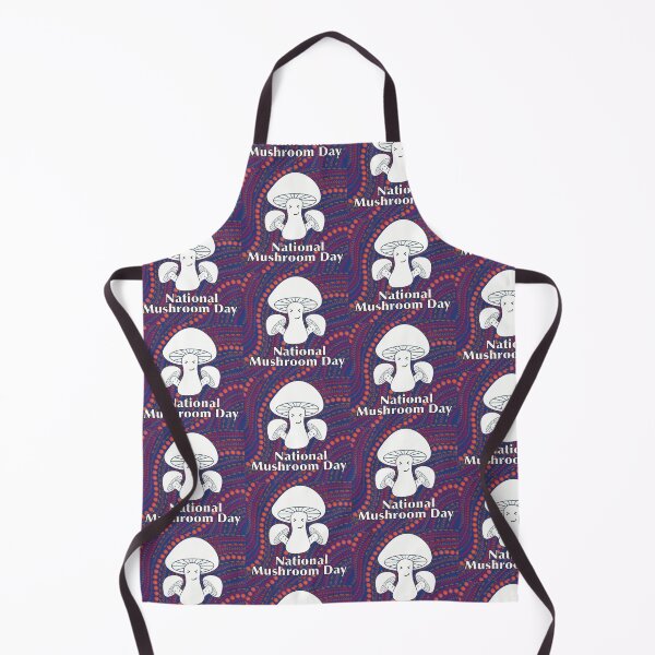 Item preview, National Mushroom Day - blue orange background white letters smirk designed and sold by FlorenciaBliss.