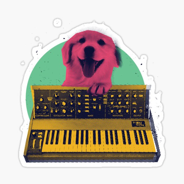 Dog and synthesizer Sticker