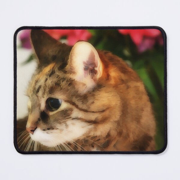 Item preview, Mary The Cat With Flowers Behind Art designed and sold by TheSplitWindow.