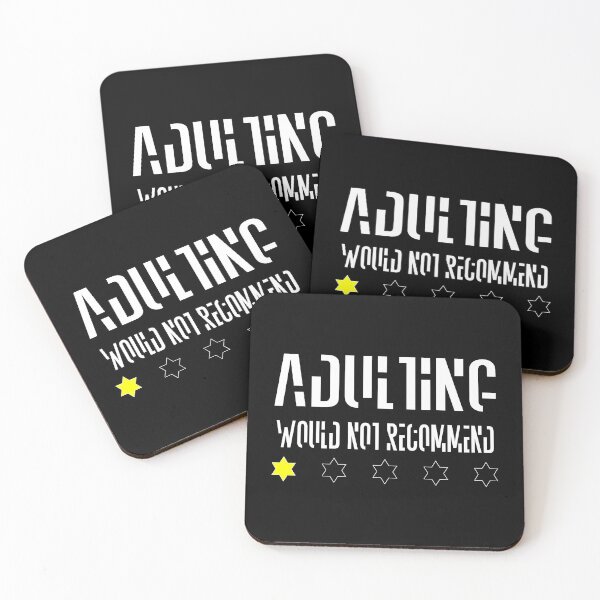 Item preview, Adulting Would Not Recommend White Word and One Star designed and sold by Vasabi88.