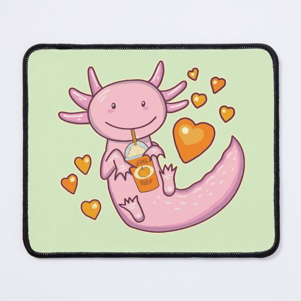 Item preview, Cute Axolotl Drinking Pumpkin Spice Latte - Sage Green designed and sold by GrimButterfly.