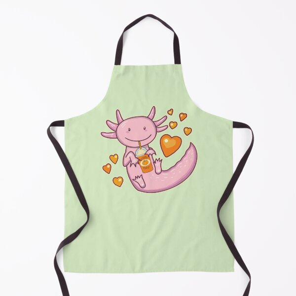 Item preview, Cute Axolotl Drinking Pumpkin Spice Latte - Sage Green designed and sold by GrimButterfly.