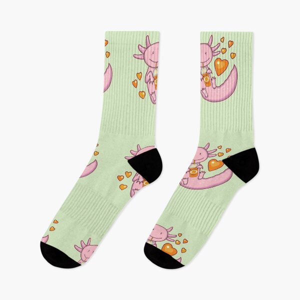 Item preview, Cute Axolotl Drinking Pumpkin Spice Latte - Sage Green designed and sold by GrimButterfly.