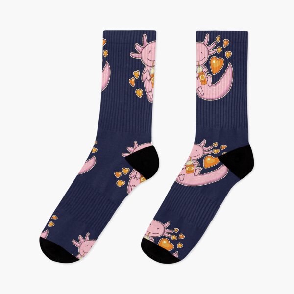 Item preview, Cute Axolotl Drinking Pumpkin Spice Latte - Navy designed and sold by GrimButterfly.