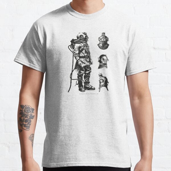 Vintage Deep Sea Diver | Nautical | Black and White | Classic T-Shirt