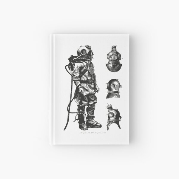 Vintage Deep Sea Diver | Nautical | Black and White | Hardcover Journal