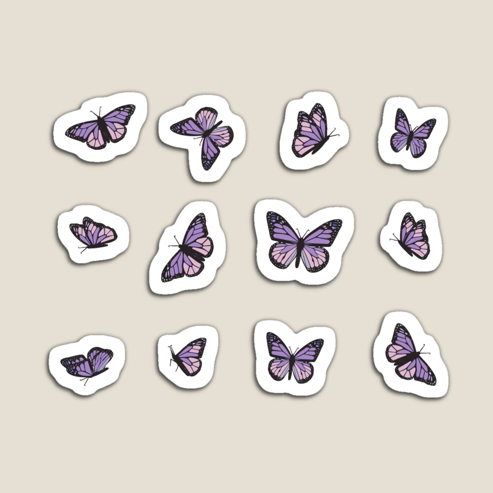 Mini Purple Monarch Butterfly Boho Sticker 12 Pack Sticker for