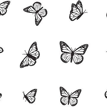 Artwork thumbnail, Mini Light Black and White Monarch Butterfly Boho Sticker 12 Pack by GlowinUp Shop