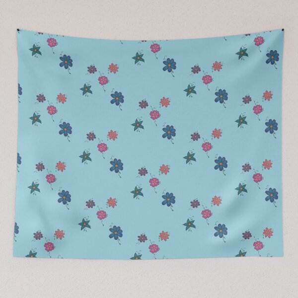 Item preview, simple floral group of lowers stcker pack (blue background) designed and sold by -Lily-Anne-.