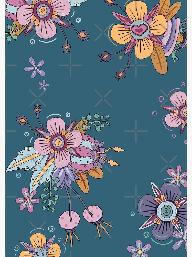 Colorful Flowers - Teal by NMilan