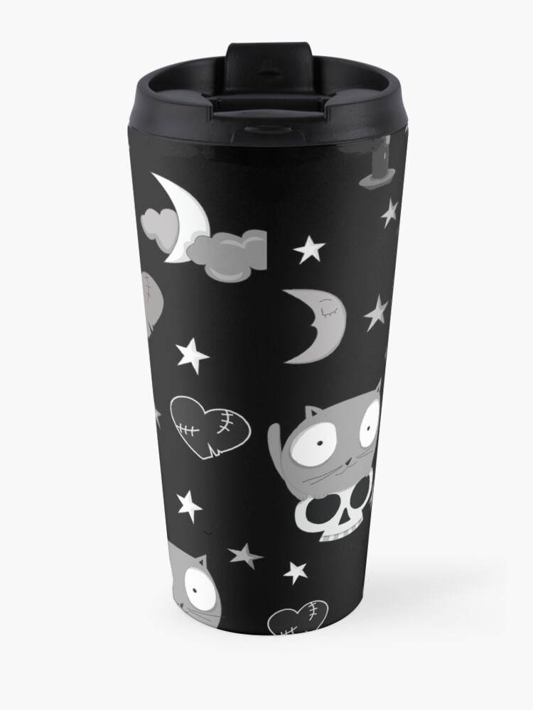 Alternate view of Skull Cat Pattern by Nicola Milan Travel Mug