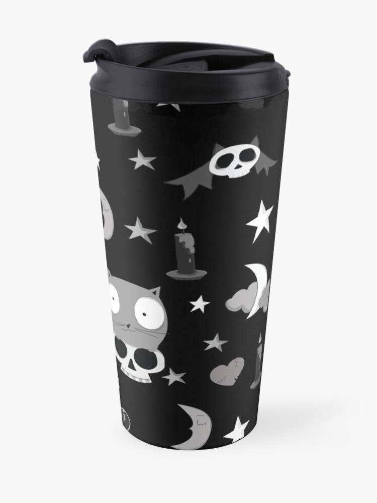 Alternate view of Skull Cat Pattern by Nicola Milan Travel Mug
