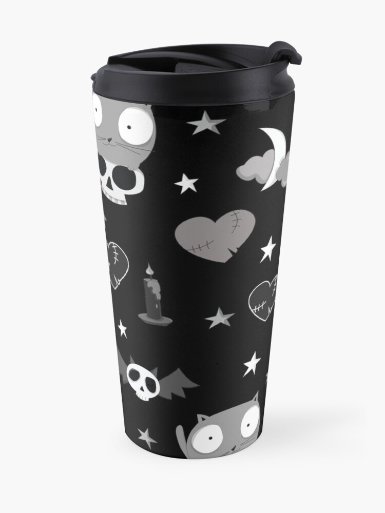 Alternate view of Skull Cat Pattern by Nicola Milan Travel Mug