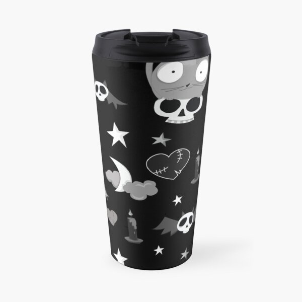 Skull Cat Pattern by Nicola Milan Travel Mug