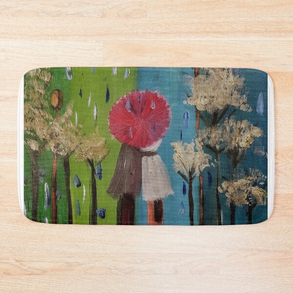 Item preview, A couple having a kiss in the rain under the umbrella in a park designed and sold by kkartwork.