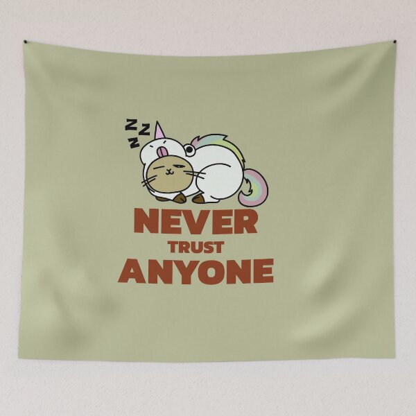 Item preview, Never trust anyone - cat sleeps unicorn - never trust anyone designed and sold by emm-j.