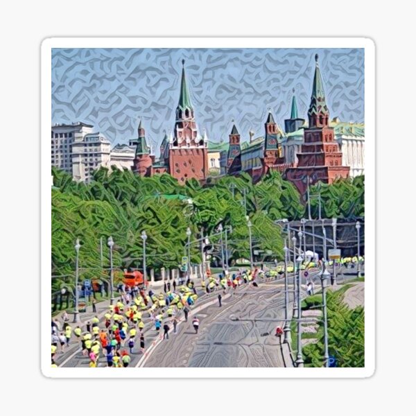 Moscow Marathon Kremlin view Sticker