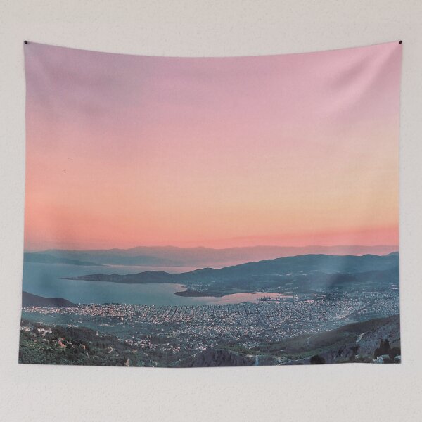 Item preview, Pink Sunset City and Sea View from a Mountain designed and sold by g-for-georgia.