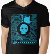 Blue Blurry Skull (Cybergoth) Men's V-Neck T-Shirt