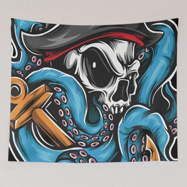 Item preview, Pirate Octopus Skull designed and sold by Vector Scout Lab.