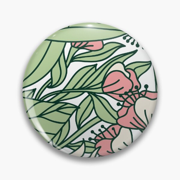 Item preview, Delicate Flowy Floral Sage Green Pink and Cream Stained Glass Effect designed and sold by kindtoearth.