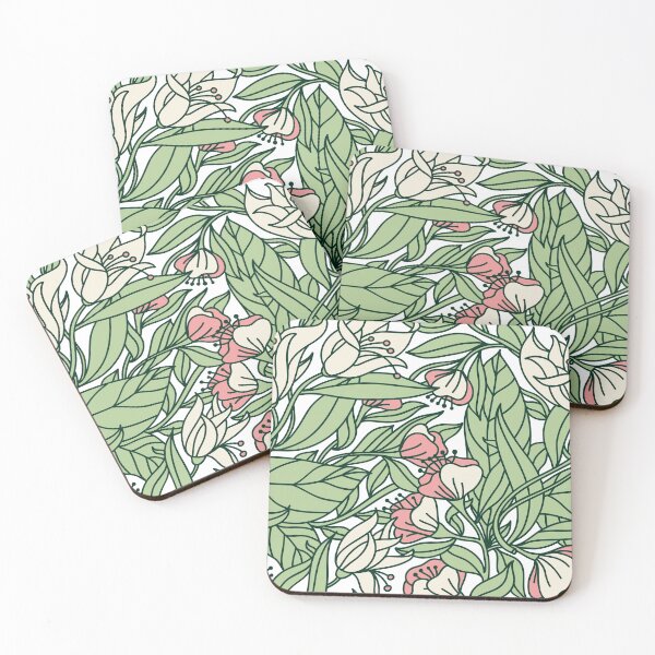 Item preview, Delicate Flowy Floral Sage Green Pink and Cream Stained Glass Effect designed and sold by kindtoearth.