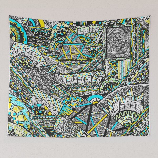 Item preview, Organised Chaos Yellow and Blue Abstract City Design designed and sold by Organised  Chaos.