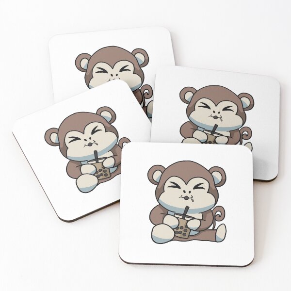 Item preview, Anime Kawaii Bubble Tea Drinking Monkey Hand Drawn designed and sold by Mesyo.
