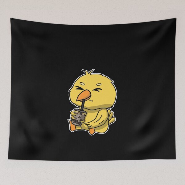 Item preview, Anime Kawaii Bubble Tea Drinking Yellow Bird Hand Drawn designed and sold by Mesyo.