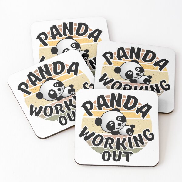 Item preview, Panda Working Out Funny Kawaii Retro Sunset Vintage Style designed and sold by Onewivnacher.