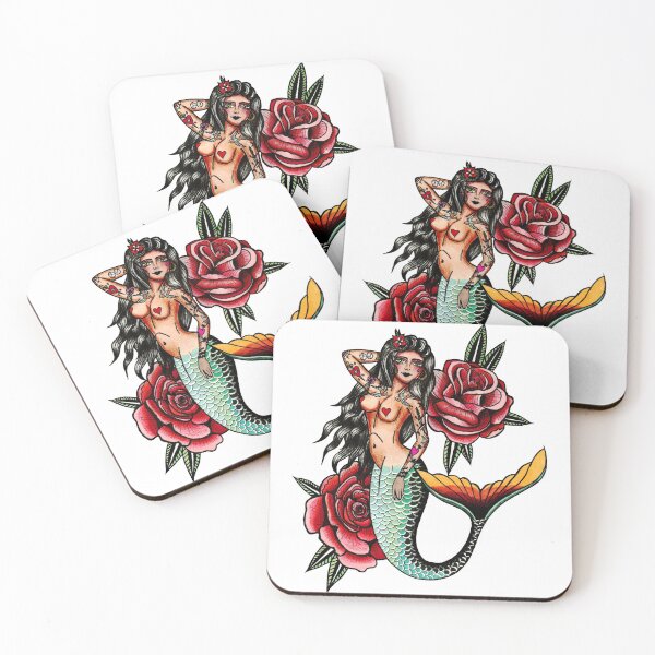 Item preview, Mermaid Traditional Tattoo - Mermiad  Tatoo Flash Sheet - New School Tattoo Sketches designed and sold by ArtProvocation.
