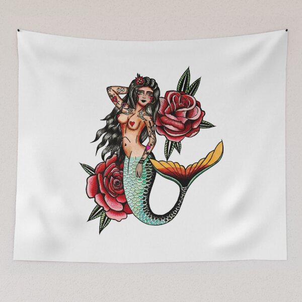 Item preview, Mermaid Traditional Tattoo - Mermiad  Tatoo Flash Sheet - New School Tattoo Sketches designed and sold by ArtProvocation.