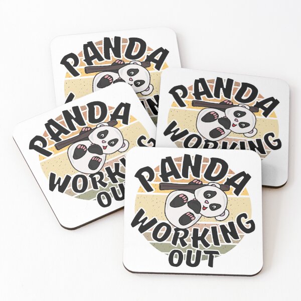 Item preview, Panda Working Out Funny Kawaii Retro Sunset Vintage Style designed and sold by Onewivnacher.