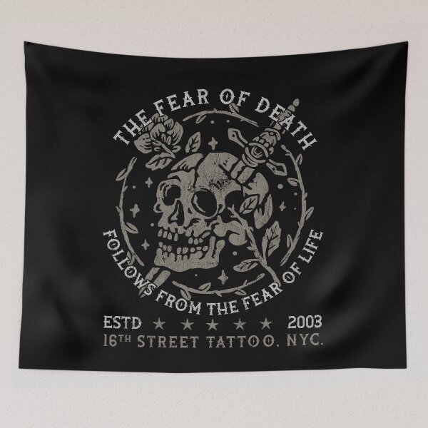 Item preview, Fear of Death, Skull & Dagger Old School Tattoo Style, New York Studio, Tattoo Shirt designed and sold by Proverbial Wisdom Design.