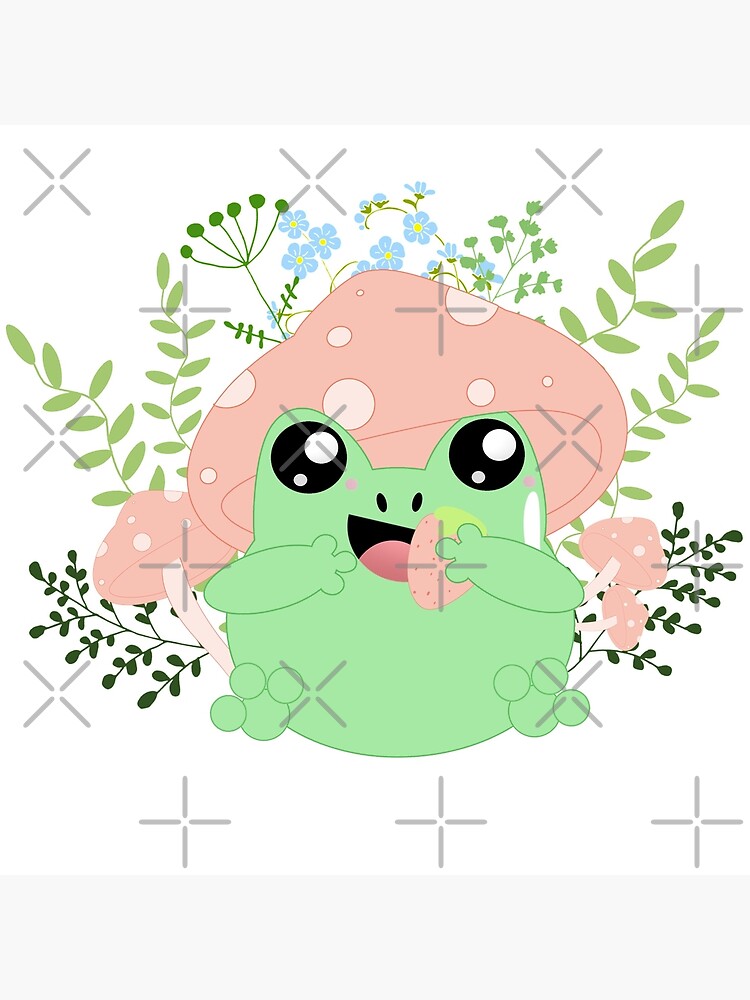Kawaii Frog Mushroom Hat Cottagecore Aesthetic Art Board Print