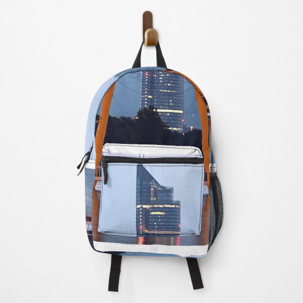 Item preview, Pedestrian bridge and skyscraper on Danube river at night in Vienna designed and sold by goceris.