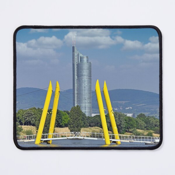 Item preview, Pedestrian bridge and skyscraper on Danube river in Vienna designed and sold by goceris.