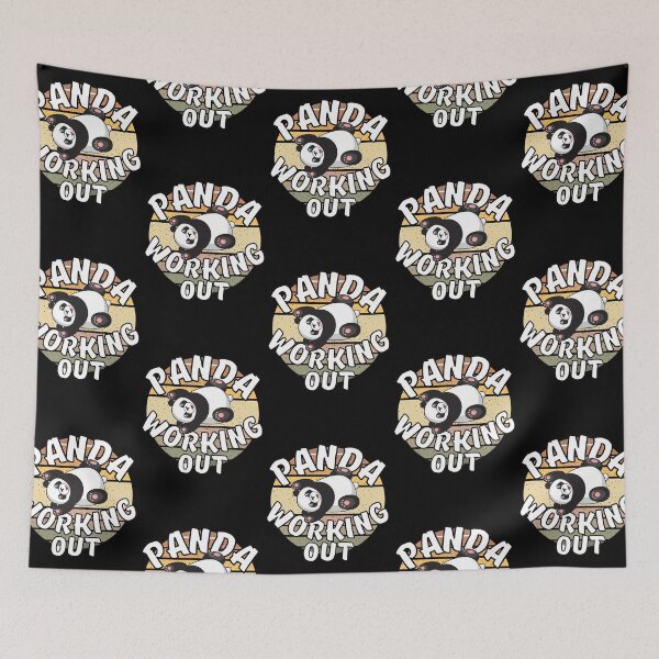 Item preview, Panda Working Out Funny Kawaii Retro Sunset Vintage designed and sold by Onewivnacher.