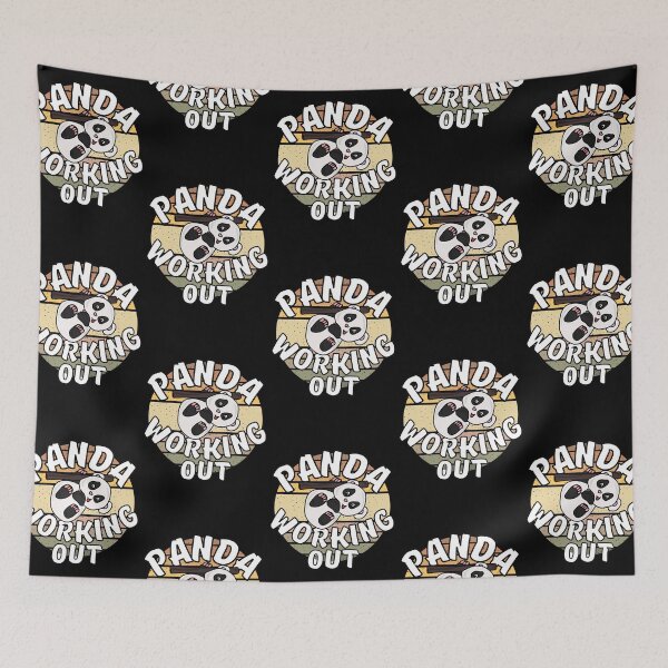 Item preview, Panda Working Out Funny Kawaii Retro Sunset Vintage designed and sold by Onewivnacher.
