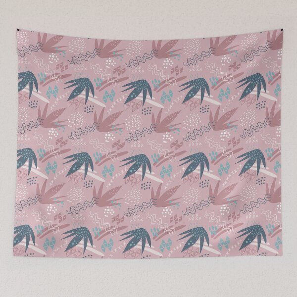 Item preview, Plants, flowers and abstract shapes with pink background. designed and sold by CervantesArte20.
