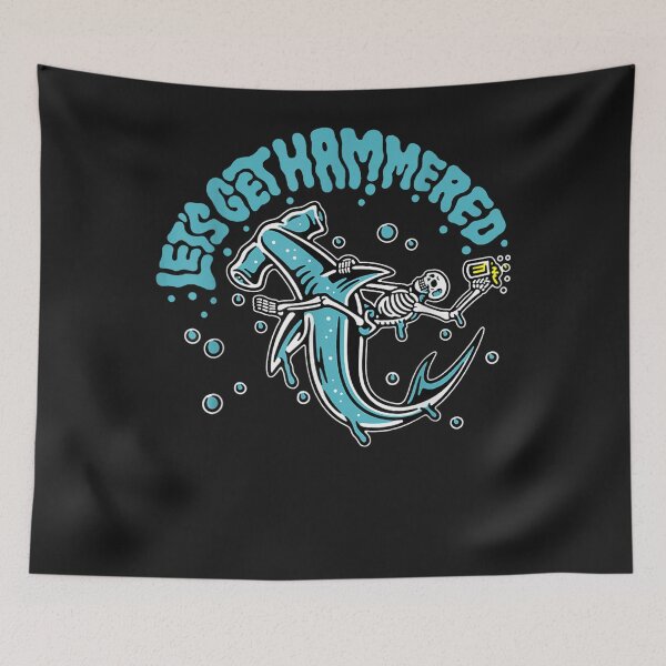 Item preview, Funny Hammerhead Shark Drinking Pun Lets Get Hammered designed and sold by CedricJohns.