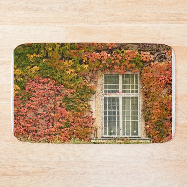 Item preview, wall with rustic window and creeper in Vienna autumn season designed and sold by goceris.