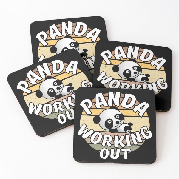 Item preview, Panda Working Out Funny Kawaii Retro Sunset Vintage designed and sold by Onewivnacher.