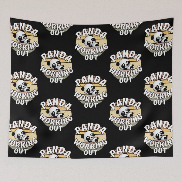 Item preview, Panda Working Out Funny Kawaii Retro Sunset Vintage designed and sold by Onewivnacher.